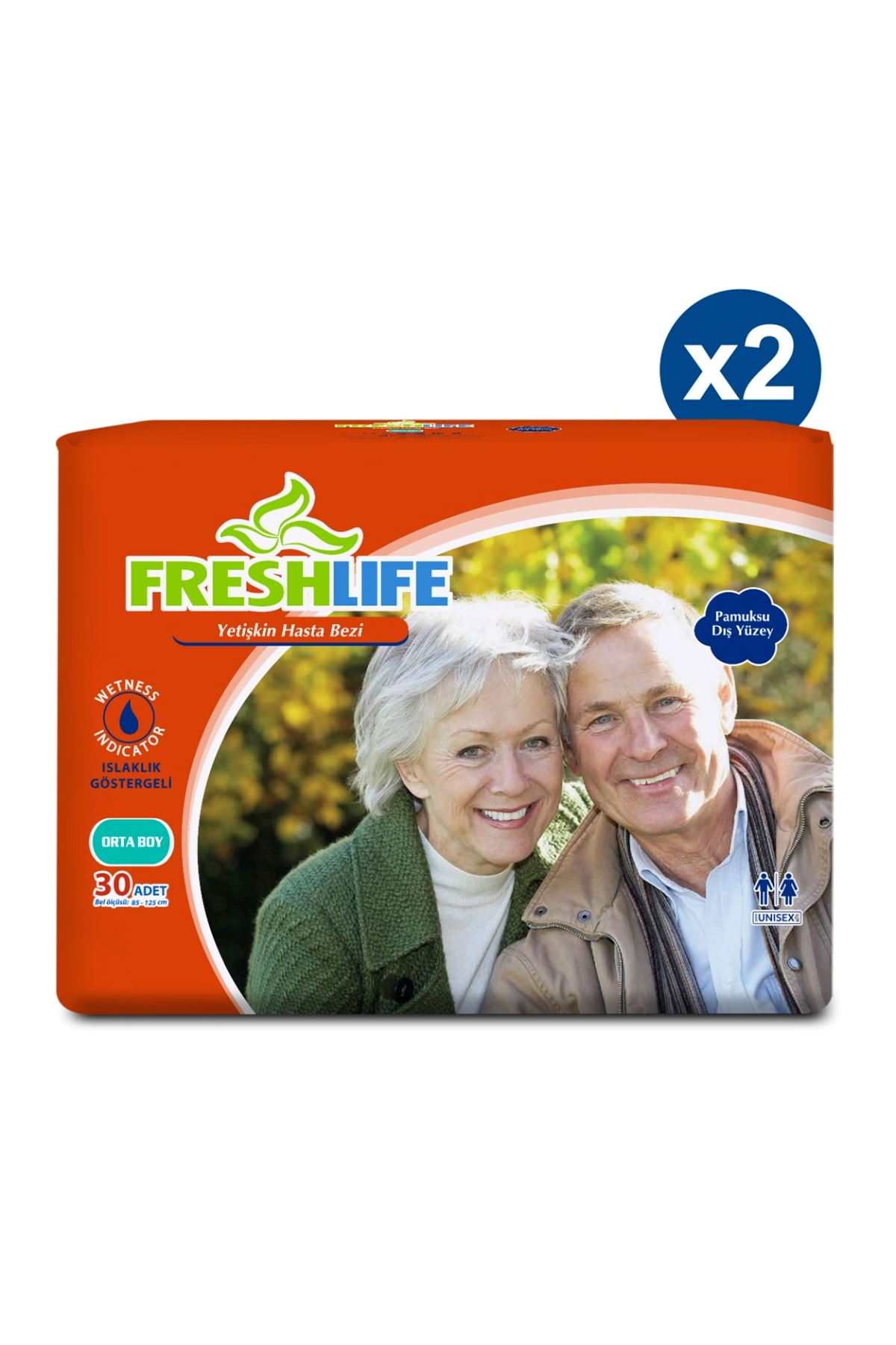 2'li Freshlife Medium Yetişkin Hasta Bezi 30x2 (60 Adet)
