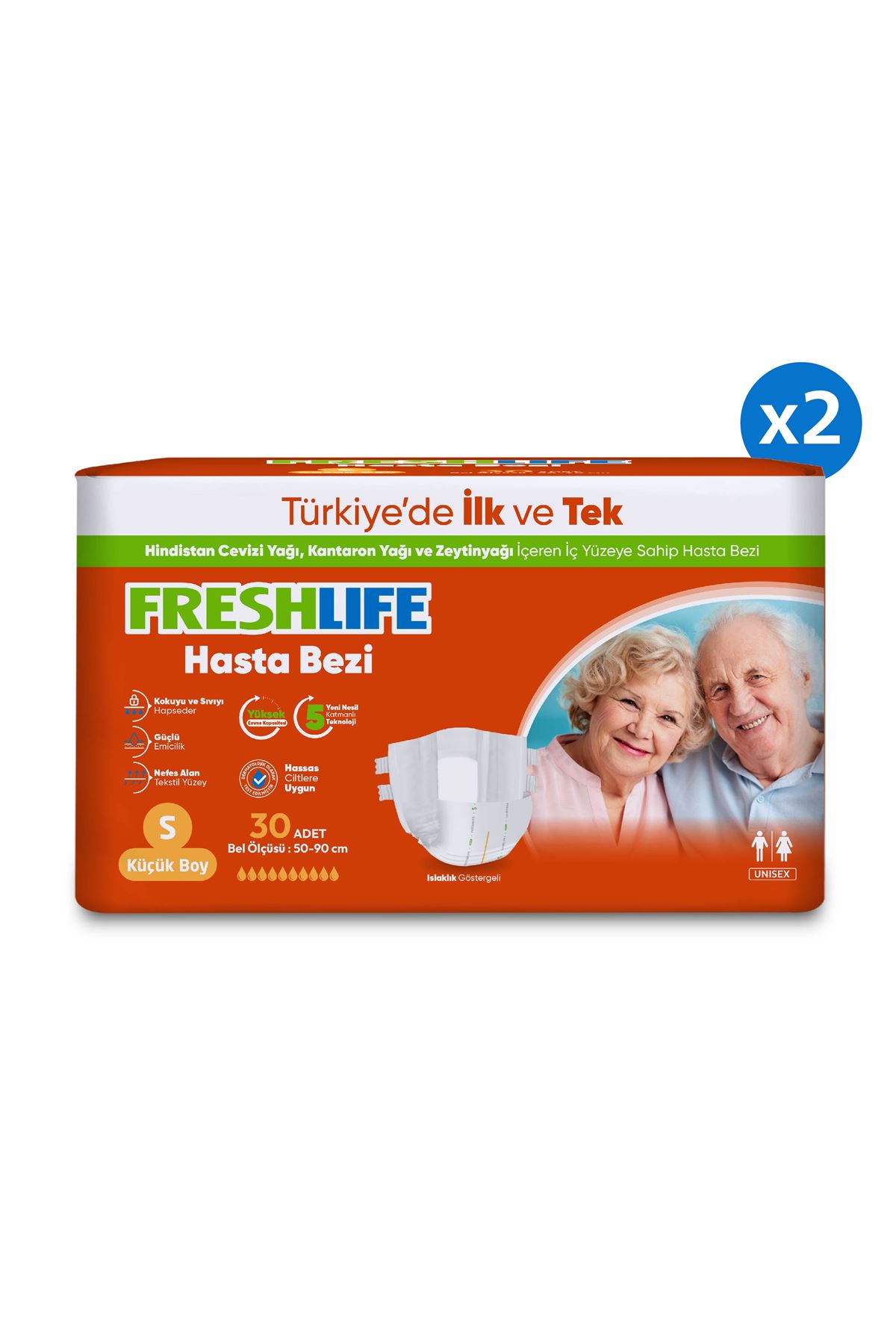 2'li Freshlife Small Bel Bantlı Yetişkin Hasta Bezi 30x2 (60 Adet)