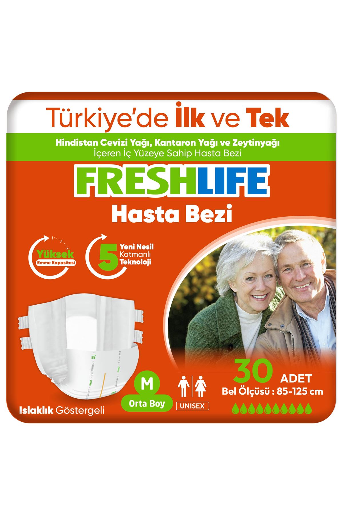 Freshlife Medium Bel Bantlı Yetişkin Hasta Bezi 30 Adet