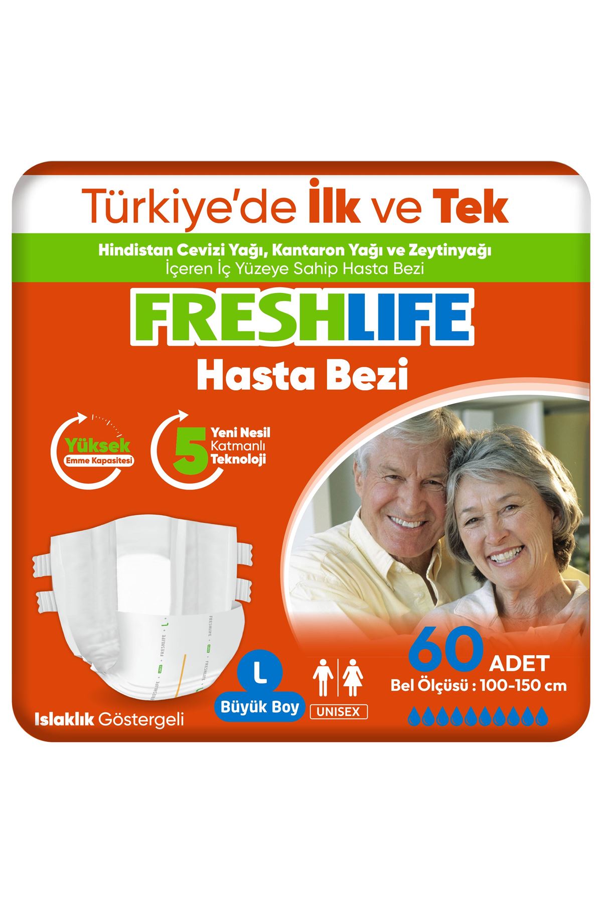 2'li Freshlife Large Bel Bantlı Yetişkin Hasta Bezi 30x2 (60 Adet)