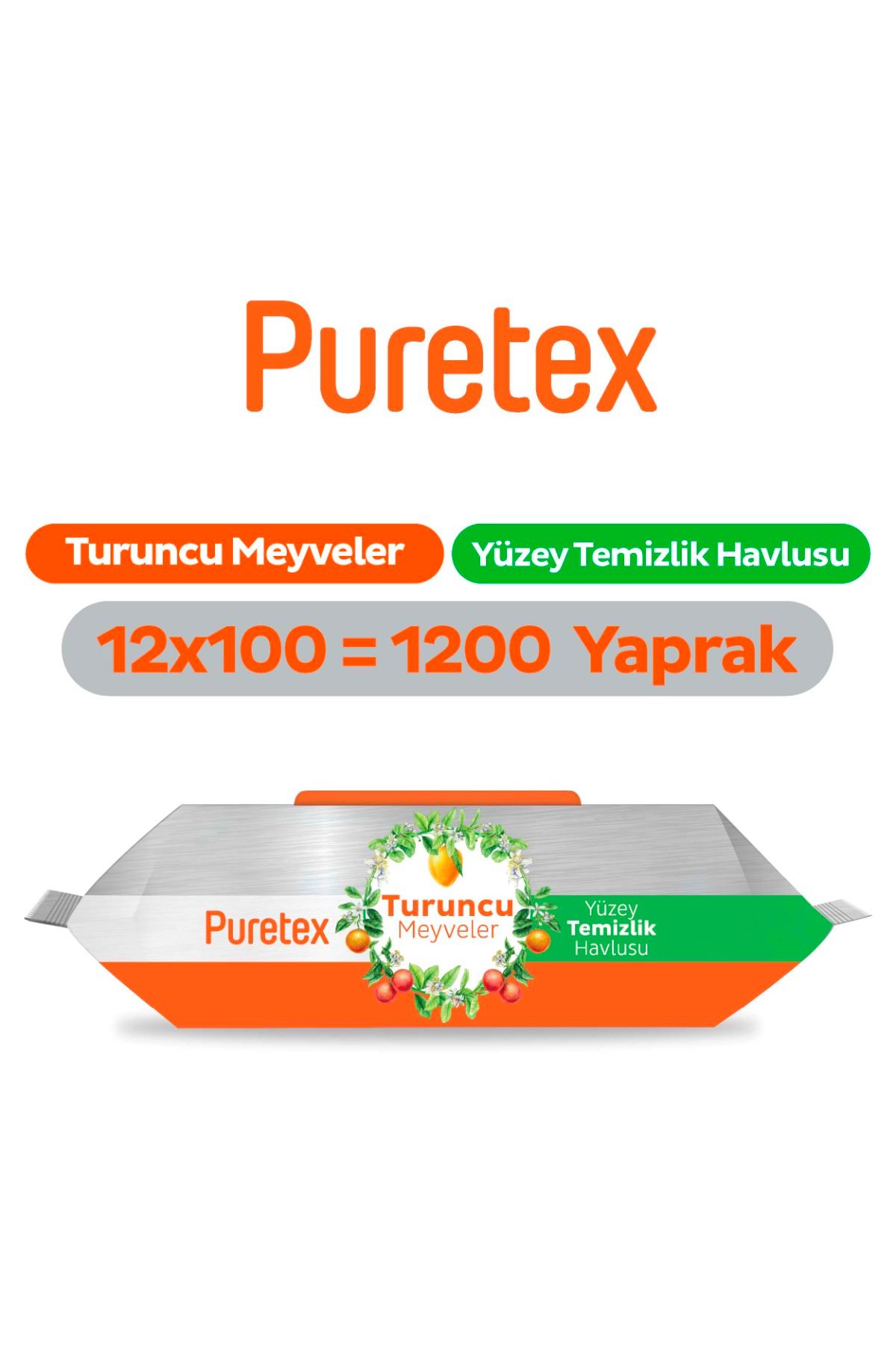 Puretex Yüzey Temizlik Havlusu Turuncu Meyveler 12x100 (1200 Yaprak)