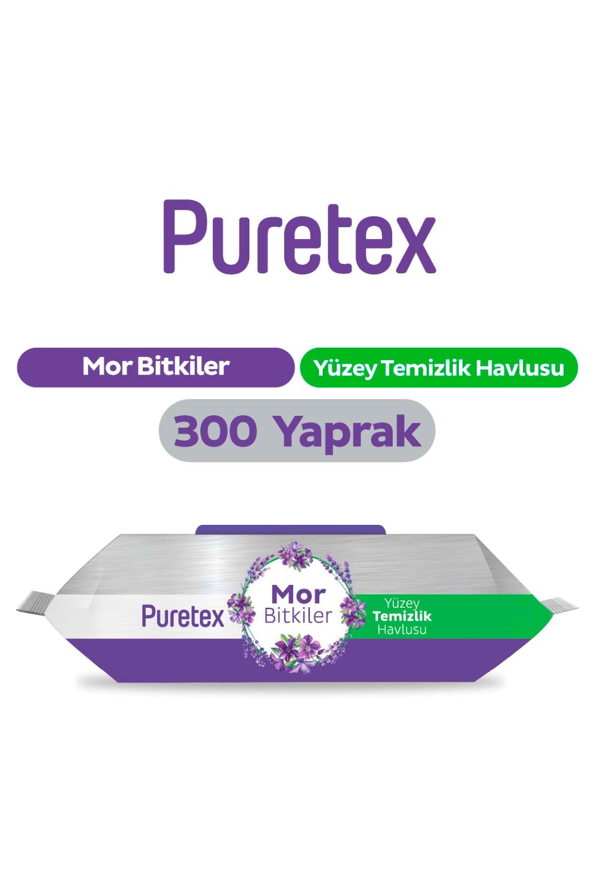 Puretex Yüzey Temizlik Havlusu Mor Bitkiler 3x100 (300 Yaprak)