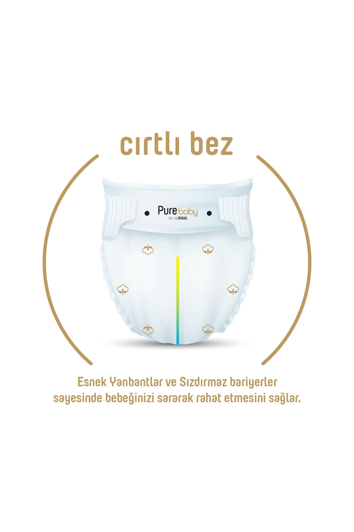 Pure Baby Organik Pamuklu Cırtlı Bez Ekonomik Paket 6 Numara Xlarge 120 Adet