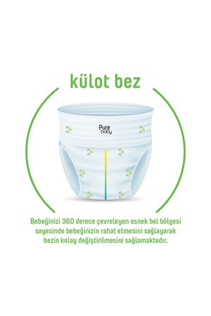 Pure Baby Organik Bambu Özlü Külot Bez Tekli Paket 5 Numara Junior 40 Adet