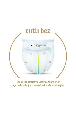 Pure Baby Organik Pamuklu Cırtlı Bez Tekli Paket 5 Numara Junior 40 Adet