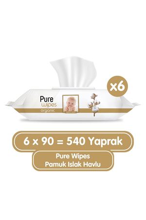 Pure Baby Organik Pamuklu Islak Havlu 6×90 (540 Yaprak)