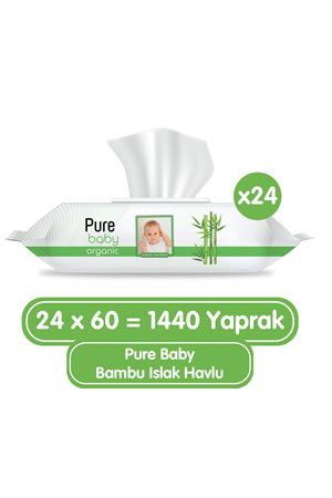 Pure Baby Organik Bambu Özlü Islak Havlu 24×60 (1440 Yaprak)