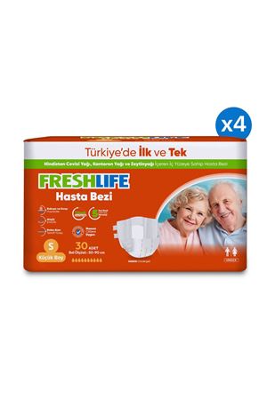 4'lü Freshlife Small Bel Bantlı Yetişkin Hasta Bezi 30x4 (120 Adet)