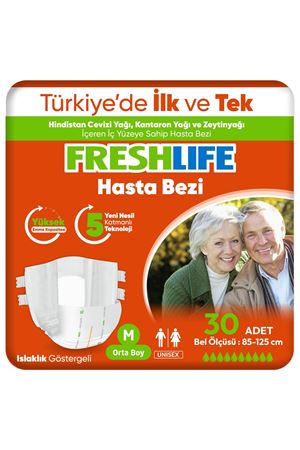 Freshlife Medium Bel Bantlı Yetişkin Hasta Bezi 30 Adet