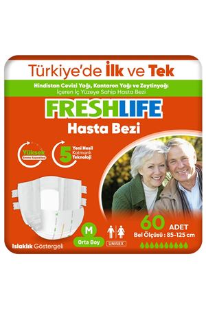 2'li Freshlife Medium Bel Bantlı Yetişkin Hasta Bezi 30x2 (60 Adet)