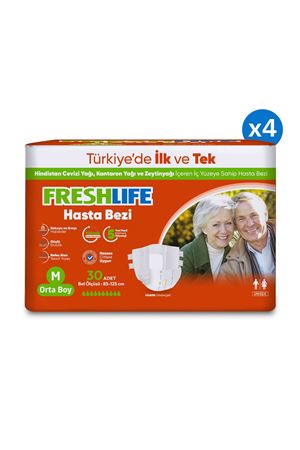 4'lü Freshlife Medium Yetişkin Hasta Bezi 30x4 (120 Adet)