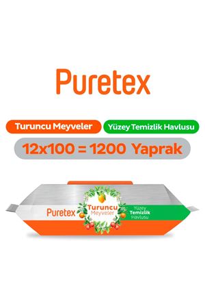 Puretex Yüzey Temizlik Havlusu Turuncu Meyveler 12x100 (1200 Yaprak)